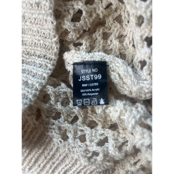 POL Sweater Full Zip Open Knit Hoodie Size MEDIUM Boho - Picture 2 of 7